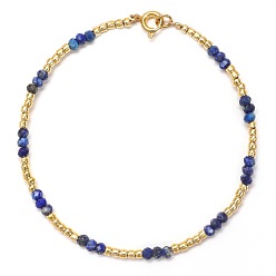 Ляпис-Лазурь Браслеты из натурального лазурита и стеклянного бисера для женщин, рондель, 7.09 дюйм (18 см)