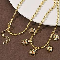 Разноцветный Латунные подвески-солнца с микропаве из кубических цирконий, стойки покрытие, долговечный, без кадмия и без свинца, реальный 18 k позолоченный, красочный, 17.72 дюйм (45 см)