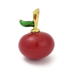 (123L) Белый крем непрозрачный блеск Эмалевые пластиковые подвески, яблоко, с латунным, без кадмия и без свинца, долговечный, стойки покрытие, реальный 18 k позолоченный, огнеупорный кирпич, 16x11.5 мм, отверстие : 3.5x2 мм