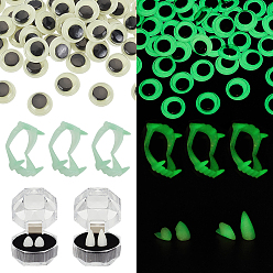 (52) Непрозрачная лаванда Наборы для украшения вечеринки своими руками, включая реквизит для вечеринки в виде вставного зуба из смолы, пластиковая модель зубов, Светящиеся пластиковые кабошоны для глаз, разноцветные, 55x42x15 мм