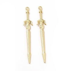 Золотой Стойки обшивки сплава большие кулоны, без кадмия, без никеля и без свинца, очарование меча, золотые, 69x11x3 мм, отверстие : 2 мм