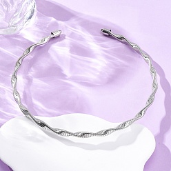 Платина 6.5мм витые железные цепочки ожерелья, ожерелье-воротник для женщин, платина, внутренний диаметр: 5-1/4 дюйм (13.3 см)