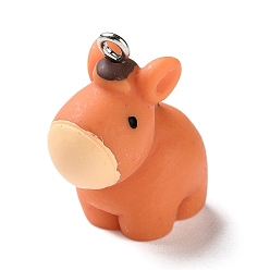 Donkey Подвески из анималистичной смолы, с железной платиной петлей, осел, 25x13.5x23 мм, отверстие : 2 мм