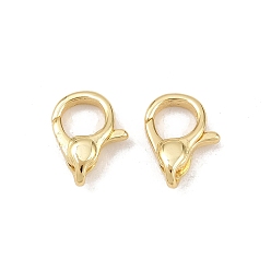 Настоящее золото 18K Карабин-лобстеры, латунные, долговечный, без свинца и без кадмия, стойки покрытие, реальный 18 k позолоченный, 12.5x8.5x4 мм, отверстие : 1.4 мм
