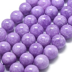 Темная Орхидея Натуральный Malaysia нефритовые бусы пряди, окрашенная и подогревом, круглые, темные орхидеи, 14 мм, отверстие : 1.5 мм, около 27 шт / нитка, 14.96 дюйм (38 см)