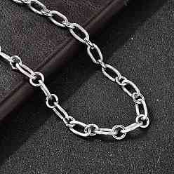 Нержавеющая Сталь Цвет 304 ожерелья из нержавеющей стали с овальными звеньями для женщин и мужчин, не тускнеет, цвет нержавеющей стали, 17.68 дюйм (44.9 см)