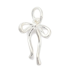 Серебро 925 стерлингов серебряные подвески, подвески-бантики с соединительными кольцами, серебряные, 16.5x11.5x2 мм, отверстие : 3.5 мм