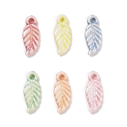 Leaf Plastics Charms, Craft Beads, Mixed Color, Leaf, 18x7.5x2.5mm, Hole: 1.5mm, 1666pcs/500g