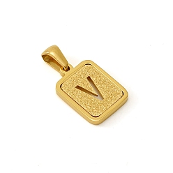 Letter V Шкентели нержавеющей стали, реальный 18 k позолоченный, прямоугольные, Буква V, 15x12 мм