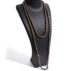 Кокосово-Коричневый Длинные ожерелья из круглого дерева в стиле бохо, кокосового коричневый, 31.50 дюйм (80 см)