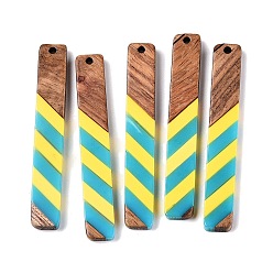 Rectangle Подвески из эпоксидной смолы и орехового дерева, геометрические прелести, прямоугольные, 51.5x7.5x3.5 мм, отверстие : 1.8 мм