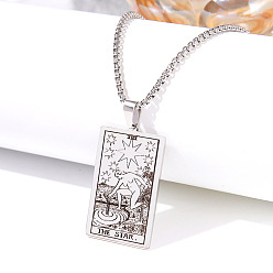 Нержавеющая Сталь Цвет Ретро хип-хоп 304 ожерелья с подвесками таро из нержавеющей стали для мужчин, цвет нержавеющей стали, 24.02 дюйм (61 см)