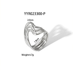 Нержавеющая Сталь Цвет Геометрические 304 открытые манжетные кольца из нержавеющей стали с неровной формой, высококачественные, цвет нержавеющей стали, внутренний диаметр: 18 мм