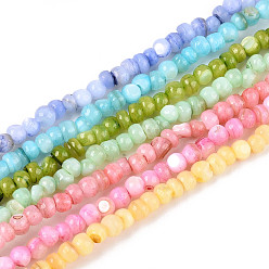 (52) Непрозрачная лаванда Натуральные пресноводные окрашенные бусы из ракушек, рондель, разноцветные, 2~3.5x1~3 мм, отверстие : 0.8 мм, около 162~169 шт / нитка, 14.96~15.35'' (38~39 см)