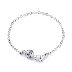 Платина Железный браслет с полым круглым звеном и латунной кабельной цепью для мужчин и женщин, платина, 6-3/4 дюйм (17 см)