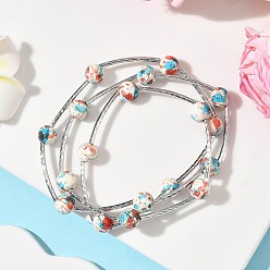 Разноцветный Круглые синтетические бирюзовые бусины многорядные браслеты для женщин, с латунной бисера, красочный, внутренний диаметр: 2-1/8 дюйм (5.45 см)