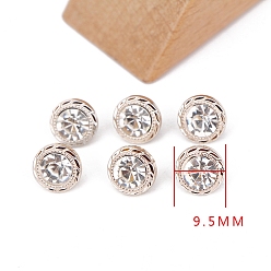 Flat Round Acrylic Shank Button, with Rhinestone, Flat Round, 9.5mm