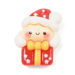 Box Рождественская серия непрозрачные смоляные кабошоны, с блеском порошок, подарочная коробка, 24x19x9.5 мм