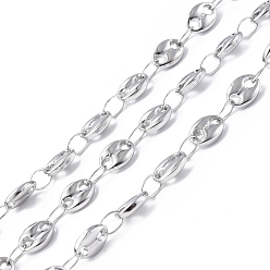 Нержавеющая Сталь Цвет Устойчивы к потускнению 304 цепи из нержавеющей стали в виде кофейных зерен, пайки, с катушкой, цвет нержавеющей стали, 4x6.5x1.5 мм, около 32.81 футов (10 м) / рулон