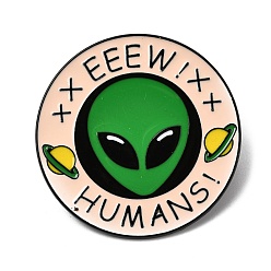 Зеленый Инопланетные эмалевые значки "Фу! Люди!", Черные металлические застежки для значков на лацкан для рюкзака или одежды, зелёные, 36 мм