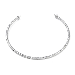 Платина Изготовление латунного текстурированного открытого браслета-манжеты, за половину пробурено бисера, без кадмия, без никеля и без свинца, платина, 0.2 см, внутренний диаметр: 2-1/4 дюйм (5.8 см), штифты : 1 мм, лоток : 4 мм