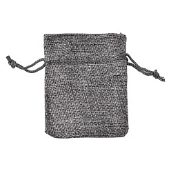Gray Burlap Packing Pouches Drawstring Bags, Gray, 9x7cm