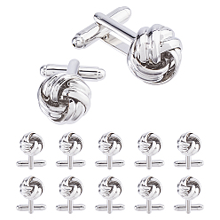 Платина 6 пары запонок из сплава, Твист круглые, платина, 32.5x14 мм