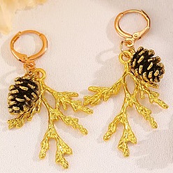 Золотой Модные серьги-кольца из сплава, сосновый конус с ответвлением, золотые, 53 мм