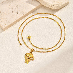 Oro 304 Collares con colgante para niño de acero inoxidable con microengaste de circonita cúbica transparente, dorado, 19.69 pulgada (50 cm), colgante: 25x19.3 mm