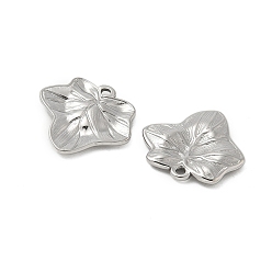 Нержавеющая Сталь Цвет 304 подвески из нержавеющей стали, лист прелести, цвет нержавеющей стали, 15x16x2 мм, отверстие : 1.2 мм