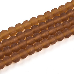 Перу Прозрачные стеклянные бусины, круглые, матовые, Перу, 6 мм, отверстие : 0.7 мм, около 66~67 шт / нитка, 14.96~15.16'' (38~38.5 см)