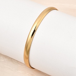Oro 304 Pulseras lisas de acero inoxidable para mujeres y hombres., revestimiento de iones (ip), larga duración plateado, dorado, diámetro interior: 2.56 pulgada (6.5 cm)