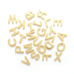 Letter A~Z 304 Stainless Steel Letter Charms, Initial Charms, Alphabet Charms, Letter A~Z, 11x6~12x0.8mm, Hole: 1mm