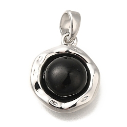 Платина Латунные подвески, круглая с подвесками-кабошонами, с целью перехода в кольце, без кадмия, без никеля и без свинца, платина, 15x13x5.5 мм, отверстие : 3x4.5 мм