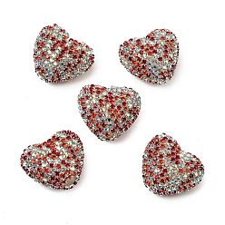 (123L) Белый крем непрозрачный блеск Сверкающие акриловые бусины в форме сердца с украшением из страз, для самодельных украшений и украшений для ручек, огнеупорный кирпич, 24x27.5~28x15 мм, отверстие : 3 мм