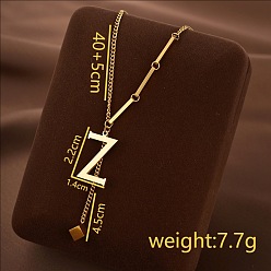 Letter Z 304 кулон с инициалом из нержавеющей стали с ожерельем из игральных костей, золотые, Письмо Z, 15.75 дюйм (40 см), Кулон : 22x14 мм