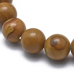 Wood Lace Stone Natural Wood Lace Stone Bead Stretch Bracelets, Round, 2 inch~2-3/8 inch(5~6cm), Bead: 5.8~6.8mm