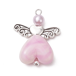 Сливовый Акриловые подвески, ангельские прелести, с петлей из сплава, слива, 37x20x7.5 мм, отверстие : 3x2.8 мм, 3 шт / комплект