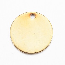 Golden 304 Stainless Steel Charms, Flat Round, Stamping Blank Tag, Golden, 13x1mm, Hole: 1mm