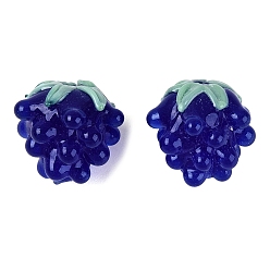Dark Blue Handmade Lampwork Beads, Raspberry, Dark Blue, 14.5~16.5x12.5~17.5x12.5~17.5mm, Hole: 1~1.8mm