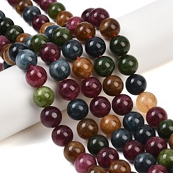 (52) Непрозрачная лаванда Бусины из натурального зеленого нефрита с имитацией турмалина, круглые, окрашенные, красочный, 12~12.5 мм, отверстие : 1~1.2 мм, около 31 шт / нитка, 14.80'' (37.6 см)