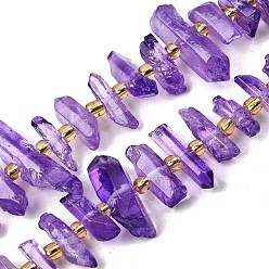 Темно-Фиолетовый Природных кристаллов кварца бисер нитей, граненые, окрашенные, палочка для наггетсов, с бисером, темно-фиолетовый, 11~25x3~9x4~10 мм, отверстие : 1~1.2 мм, около 19~26 шт / нитка, 7.09~7.48'' (18~19 см)