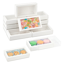 Белый Складные ящики для бумаги с прозрачной пластиковой крышкой, подарочный упаковочный футляр, прямоугольные, белые, 16x9x3.2 см