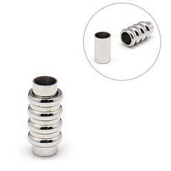 Stainless Steel Color Tarnish Resistant 304 Stainless Steel Magnetic Clasps with Glue-in Ends, Column, Stainless Steel Color, 19x8mm, Hole: 5mm