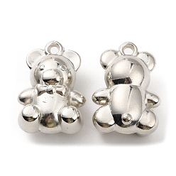 Platinum CCB Plastic Pendants, Bear Charm, Platinum, 31x21.5x14.5mm, Hole: 2.8mm