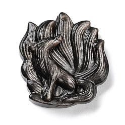 Silver Sheen Obsidian Подвески из натурального обсидиана с серебристым блеском, прелести девятихвостой лисы, 34x32x10 мм, отверстие : 1.4 мм