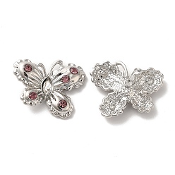 Коричневый Подвески из сплава, со стеклом, платина, без свинца и без кадмия, очарование бабочки, коричневые, 19x24x6.5 мм, отверстие : 1.8 мм