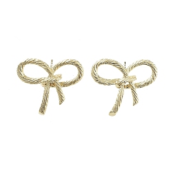 Real 18K Gold Plated Bowknot Brass Stud Earrings, Long-Lasting Plated, Lead Free & Cadmium Free, Real 18K Gold Plated, 20x24.5mm