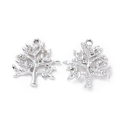 Платина Сплава кристалла горный хрусталь подвески, Дерево прелести, платина, 20.5x19x3.2 мм, отверстие : 1.8 мм