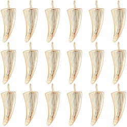 Real 18K Gold Plated 20Pcs Brass Pendants, Horn, Nickel Free, Real 18K Gold Plated, 15x5x2mm, Hole: 1mm